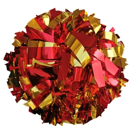 Danzcue 6 Inches Metallic Cheerleading Pom Pom with Baton Handle Pack of 2 (One Size, Red-Gold)