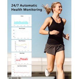 Smart Bracelet, Health Activity Fitness Tracker for Men Women, All-Day Continuous Heart Rate Pressure HRV Stress Monitor, 24H Sleep Tracker, 170+ Sports Modes, 1ATM Smart Band with Free APP, 2 Bands