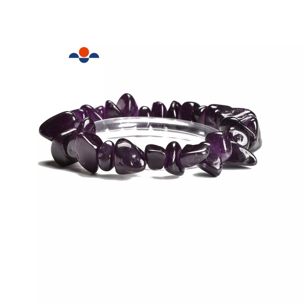 Unbranded Purple Jade Chips Bracelet Size 7-17mm 7.5'' Length (7-17mm)
