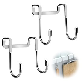 Pack of 2 Double Coat Hooks, Door Hooks for Hanging, Door Hooks, Door Hooks for Hanging, for Kitchen, Bathroom, Hallway and Bedroom (S-shaped)