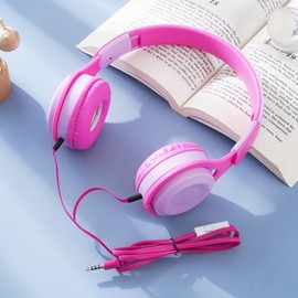 Kinder Kopfhörer mit Kabel Over Ear Kinderkopfhörer Wired Earphones Headphones für Kinder über Ohr verstellbares Stirnband faltbarer einstellbar Kopfhörer mit Lautstärkebegrenzung für Schule Reise PC