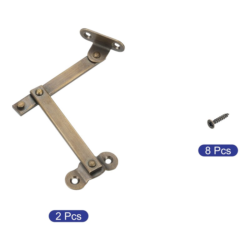 sourcing map 2 Pcs Brass Lid Folding Support Hinge, 3"