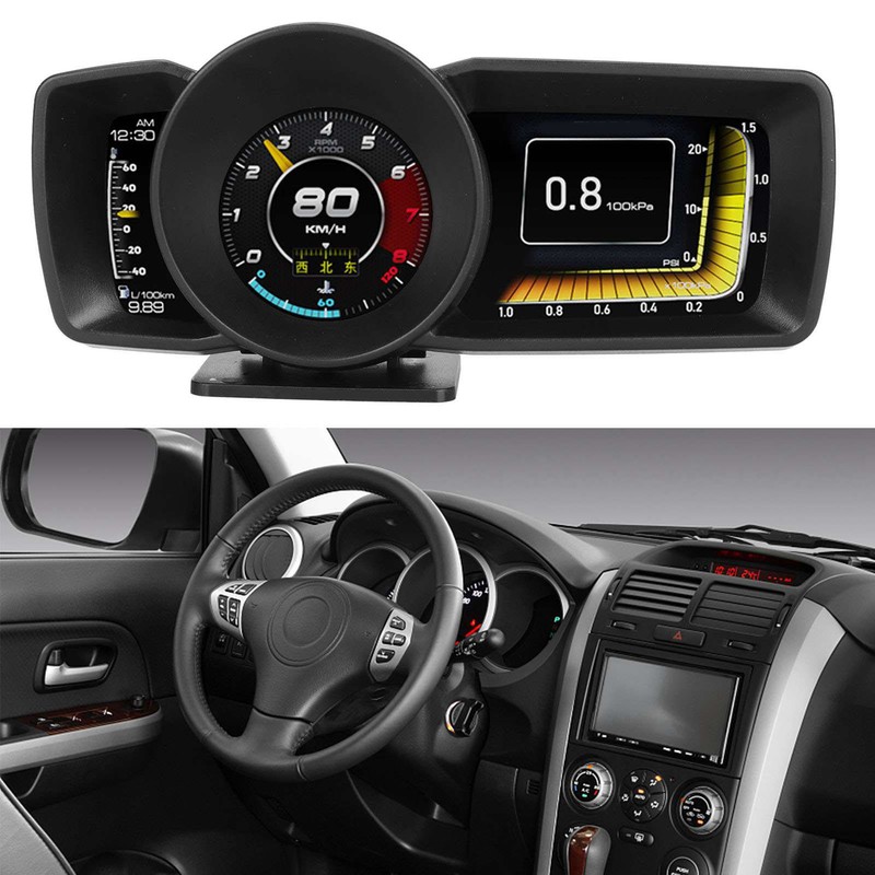Car HUD OBDII GPS 3 LCD Screen Overspeed Alarm Multifunction