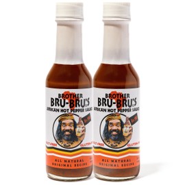 Brother Bru-Bru’s Hot Sauce – No Sodium, Salt Free, Sugar Free, Gluten Free, Vegan – African Hot Pepper Habanero Sauce, Seasoning & Spice – 5 oz (5 Ounce (Pack of 2), Habanero & African Spices)