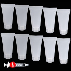 HANSPORTA Refillable Travel Tubes 10PCS 5ml Empty Tubes for Facial Cleanser Hand Cream Lotion Clear Plastic Squeeze Sample Bottles for DIY Projects Soft Mini Toothpaste Travel Tubes (5ML)