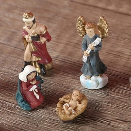 11pcs Nativity Scene Birth Jesus Christ Nativity Figurines Xmas Crib Figures Jesus Nativity Scene Manger Church Resin Statue Renaissance Collect Ornament Catholic Gift