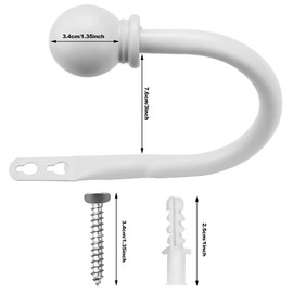 2 Packs Curtain Holdback, Wall Mounted Curtain Tie Backs Metal Curtain Hooks U Style Metal Tie Backs Tassel Drapery Holder Curtain Drapery Hooks with Screws for Home Accessories (White)
