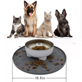 Silicone pet Food mat, Dog Food and Water mat, Raised Edge Rubber mat for Dog Bowls, Prevents Food and Water from staining Floors, Suitable for Small and Medium Pets，10.6'' (Pink - Odorless)