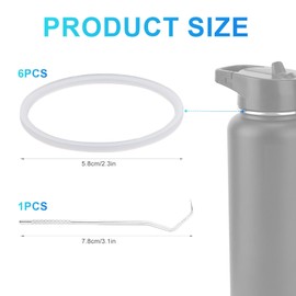 6 Pcs Gasket Replacements for IRON °FLASK Wide Mouth Camping & Hiking Hydration Straw Flask 32/40/64 oz, Leak-Proof Silicone Sealing Ring Gaskets for IRON °FLASK Carabiner Straw Lid BPA Free