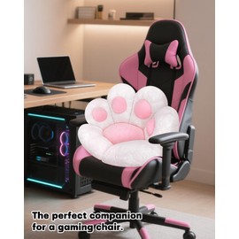 MOONBEEKI Cat Paw Cushion Chair Comfy Kawaii Plush Seat Cushions Shape Lazy Pillow for Gamer Chair 28"x 24" Cozy Floor Cute Seat Kawaii for Girl Worker Gift, Dining Room Bedroom Decorate （White）