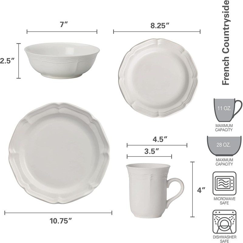 Mikasa French Countryside 16-Piece Dinnerware Set, Service for 4