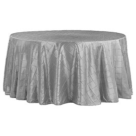 CVL 1 Pc, Pintuck 120" Round Tablecloth - Silver for Wedding & Party Decor