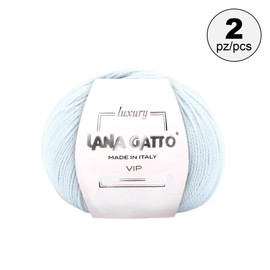Cashmere and Extra-fine Merino Wool Knitting Balls, Lana Gatto VIP Line, 100 gr., 400 mt, (Light Blue, 2)