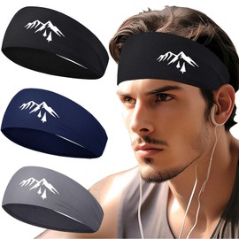 3pcs Sweat Bands Headbands Men Sweatbands Running Workout Headbands for Men Sports Cooling Head Band for Sweat Elastic Non-Slip Head Bands Mens Headband Hairband for Cycling Gym Mountain Climbing Gift