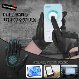 FIORETTO Women's Genuine Sheepskin Leather Driving Gloves – Thin Touchscreen Compatible Unlined Gloves for Ladies Black medium