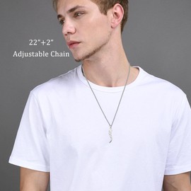 925 Sterling Silver Italian Horn Necklace for Men Women White Lucky Amulet Cornicello Pendant