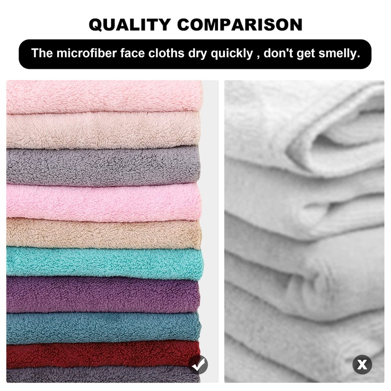 MOONQUEEN Microfiber Facial Cloths Fast Drying Washcloth 12 Pack -