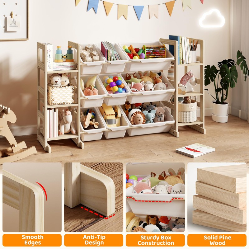 GITAWUSA Toy Storage Organizer, Kids Bookshelf with 6 Shelves, 9