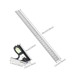Smgda Combination Square, 12Inch/300mm Stainless Steel Combo Angle Ruler, Metric & Imperial Scale 45/90 Degree Carpentry Square with Bubble Level for Carpenter, Engineer, Woodworking Measurement