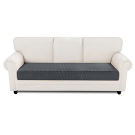 Easy-Going Sofa Seat Cushion Covers 3 Seater, 1 Piece Stretch Jacquard Sofa Slipcover, Non Slip Pet Dog Couch Cushion Covers, Replacement Caravan Sofa Seat Cover Settee Furniture Protector, Dark Grey