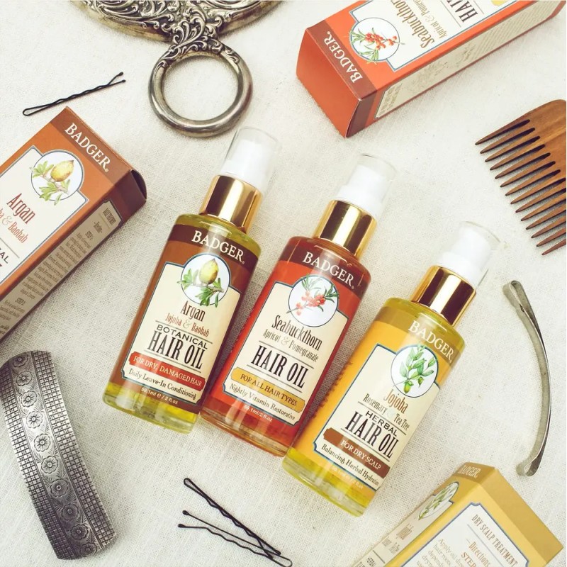 Aceite Capilar Badger Argan Con Jojoba Y Baobab, 60 Ml,