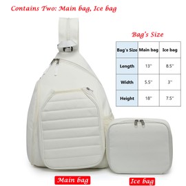 RAINBOW SMILE Sling Bag Crossbody Backpack for Pickleball Paddle Tennis Racketball Travel for Men and Women, with Ice Bag 2PS