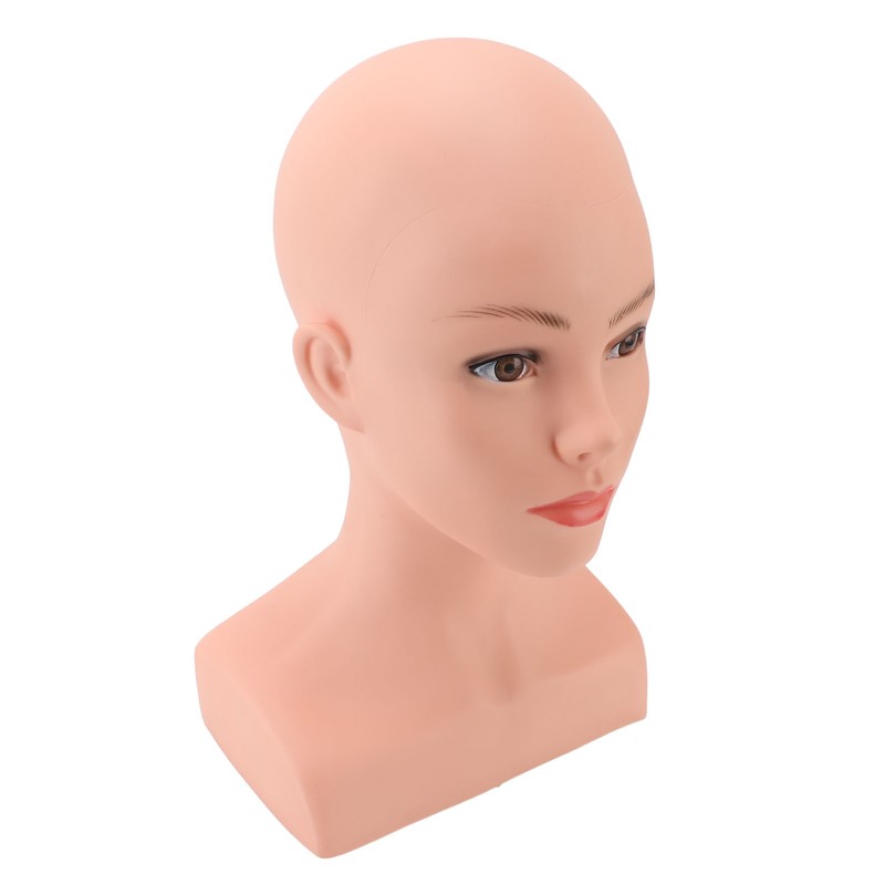 Female Bald Mannequin Head with Shoulder PVC Professional Cosmetology Face
