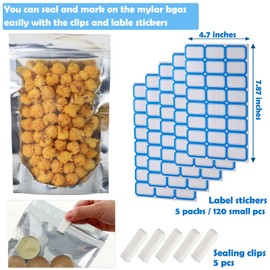100-Pack Large Reclosable Mylar Bags for Food Storage 7" x 10" Stand Up Ziplock Bags in Bulk 1 Quart Large Resealable Smell Proof Aluminum Foil Bags with Clear Window Kitchen Storage Edible Packaging