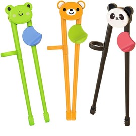 Children Practice Chopsticks, Infants Learn Chopsticks, Children eat Utensils (Orange Bear+Black and White Panda+Green Frog)