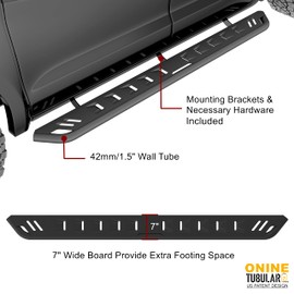 ONINE Tubular 7” Textured Black Running Boards Custom Fit 2015-2024 Ford F150, 2017-2024 Ford F250 F350 Super Duty Super Crew Cab Side Step Nerf bar, Heavy Duty