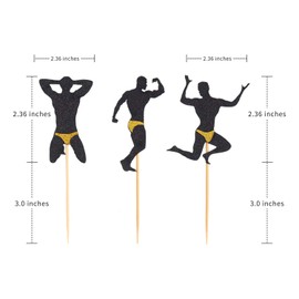 36 PCS Male Dancers Beefcake Cupcake Toppers,Bachelorette Cupcake Toppers Picks, Hen Party Decoration Supplies