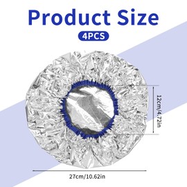 4 Pcs Heat Cap for Deep Conditioning Aluminum Foil Heat Cap Reusable Steam Processing Caps Thickened Shower Caps for Long Hair Dyeing Home Salon White Blue Hot Oil Tools