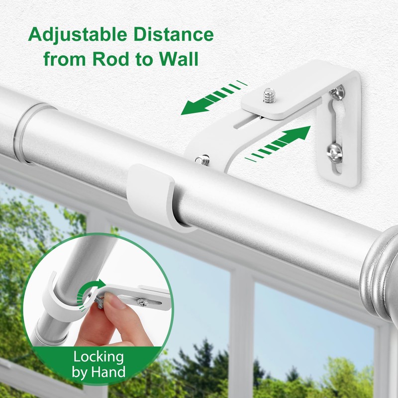 LLPJS Curtain Rod Bracket Adjustable, Drapery Rod Holder Hooks Support