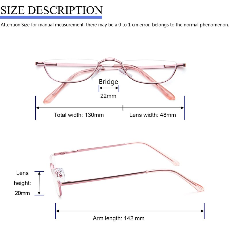 KoKoBin Half Reading Glasses,4 Pack Half Rim Metal Frame Glasses