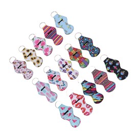 FOMIYES 15pcs Neoprene Keychain Lipstick Holders Mixed Color Portable Lipstick Storage Lightweight Makeup Bag Inserts for Bottles and Lip Balm