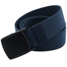 Sportmusies Elastic Belts for Men, Military Style Stretch Webbing Tactical Duty Belt (Navy Blue,Plastic Buckle)