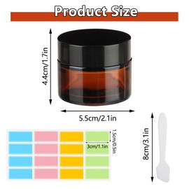 Pack of 6 cream jars for filling, ointment jars, ointment jars, cream jars, 50 ml, jar for cream with sticker and spatula, travel cream container, empty cream jar, brown glass jar for lotion,