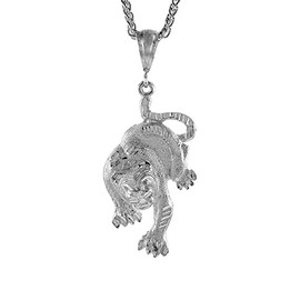 2 5/16 inch Large Sterling Silver Panther Pendant for Men Diamond Cut Finish