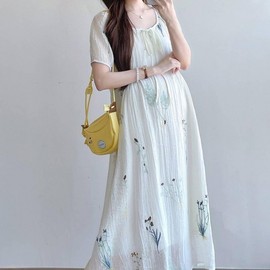 Momkong Embroidered Maternity Dress Summer M