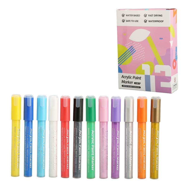 12pcs Nail Polish Pens Multiple Colors Quick Drying DIY Nail
