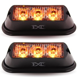 FXC (2PCS 3-LED Strobe Lights Amber Waterproof Emergency Beacon Flash Lights,Purishion Caution Bar 12 Different Flashing Car SUV Pickup Truck Van