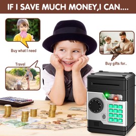 Money Box for Children 3-12 Years, Electronic Money Box for Children, ATM Money Box for Boys and Girls, Birthday Gifts for Children, Rose Gold