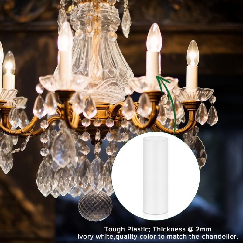 2.6 Inch Tall White Plastic Candle Covers Sleeves Chandelier Socket