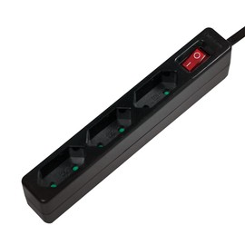 LogiLink LPS227 4+2 (4X Protective Contact CEE 7/3, 2X USB) Power Cube Multifunction Socket with Child Safety Lock 3X Euro (an/Aus) Black
