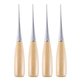 Leather Sewing Awl, 4PCS 12cm Wood Handle Drillable Awl, Pin Punching Hole Maker Stitching Sewing Awl, Gourd Shape Sewing Awl, Sewing Tailors Awl for Punch Stitching, DIY Handmade Repair Tools
