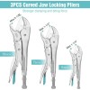 DURATECH 6PC Locking Pliers Set Long Nose Curved Jaw C-clamp