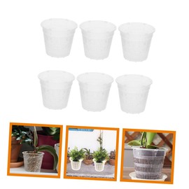 Outanaya 6pcs Breathable Plastic Orchid Pots with Drainage Portable Flower Planters for Small Plants and Orchids for Home Gardening