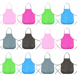 lyivssuy Children's Artists Fabric Aprons - Classroom,Kitchen, Community Event, Crafts & Art Painting Activity,Safe Clean 12 Pack Assorted Colours