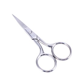 FRCOLOR Stainless Steel Eyebrow Scissors for Precise Facial Hair Trimming Ergonomic Handle Curved Tips for Beard and Nose Hair Grooming Comfortable Grip for Men and Women
