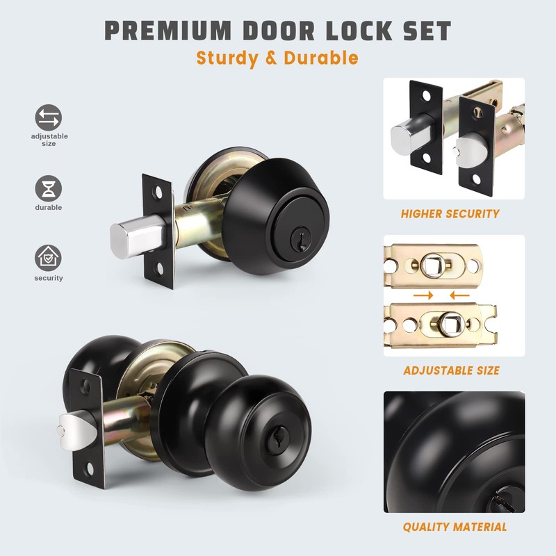 KNOBWELL 2 Pack All Keyed Same Entry Door Knob and